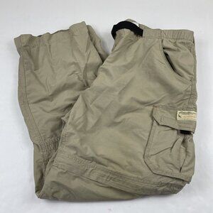 EDDIE BAUER Convertible Cargo Pants Men’s XL Belted Hiking Cotton Blend Beige